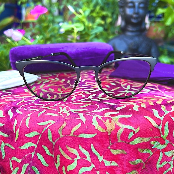 New GUCCI Gunmetal Oval Cat Eye Glasses - Picture 5 of 17